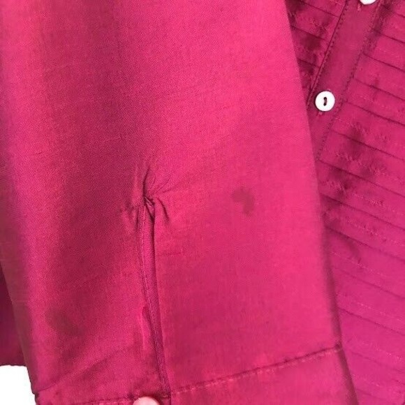 Tracy M Women's XL 100% Silk Magenta Pink Long Sleeve Button Up Blouse - Picture 5 of 7